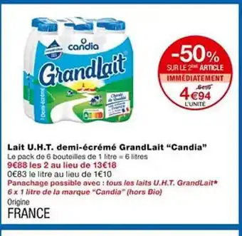 Monoprix Lait u.h.t. demi-écrémé grand lait offre