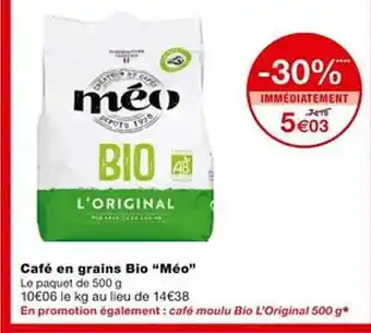 Monoprix Café en grains bio offre