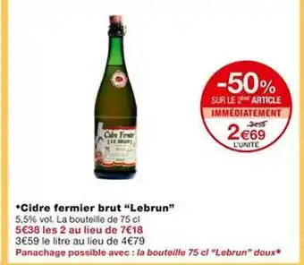 Monoprix Cidre fermier brut offre