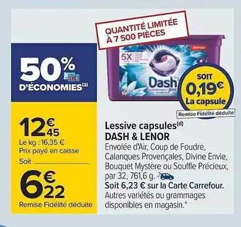 Carrefour Lessive capsules dash & lenor offre