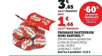 U Express Fromage pasteurisé mini babybel offre