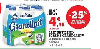 U Express Lait uht demi-écrémé grandlait offre
