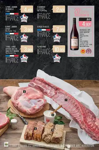 Match Porc : jambon en rouelle, saindoux, porc : jambon entier, pieds en gelée, porc : longe entière avec os, sans filet mignon, pi offre