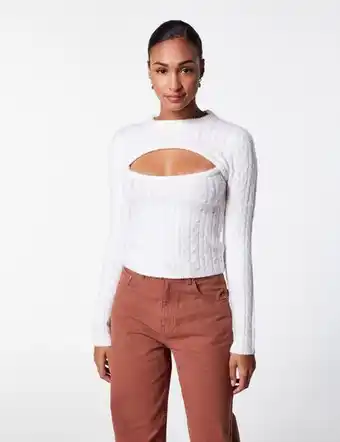 Jennyfer Pull maille tressée écru offre