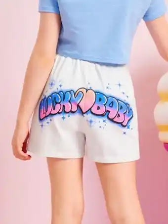Shein fille short cœur et lettre