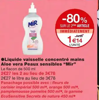 Monoprix Liquide vaisselle concentré mains offre