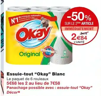 Monoprix Essuie-tout Okay Blanc offre