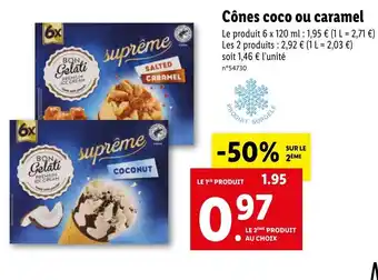 Lidl Cônes Coco Ou Caramel offre