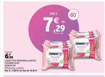 Intermarché Lingettes Demaquillantes Cocoon 3x25 Demak Up offre