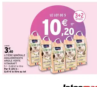 Intermarché Litière minérale agglomérante Argile Verte Vitakraft offre