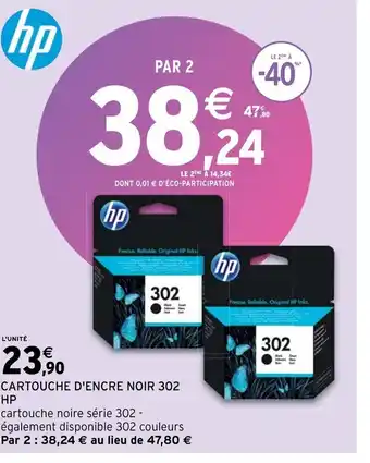 Cartouche d'Encre Noir 302 HP