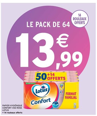 Intermarché Papier Hygienique Confort x50 Rose Lotus offre