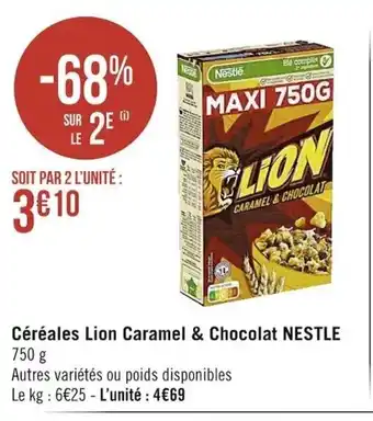 Casino Supermarchés Cereales Lion Caramel & Chocolat Nestle offre