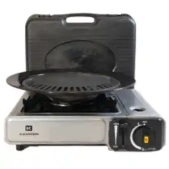 Barbecue grill 2 en 1 réchaud gaz piézo 1900 w kemper + plaque grill + 8 cartouches gaz 227 gr butane camping
