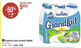 Grandlait Demi-écrémé Candia