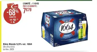 Casino Supermarchés Bière Blonde 5,5%vol 1664 offre