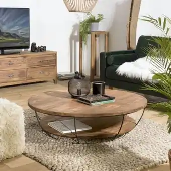 Pier Import Table basse ronde double plateau métal noir d 120 cm swing offre
