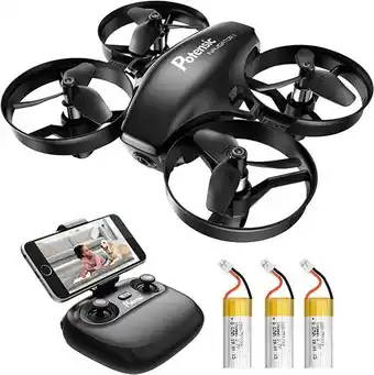 Amazon Potensic mini drone a20w avec trois batteries longue autonomie drone avec caméra hd wifi fpv avion hélicoptère rc 2.4ghz 6... offre