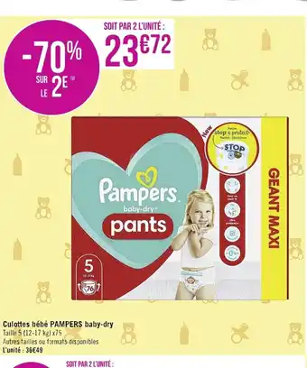 Casino Supermarchés Culottes Bébé Pampers Baby-Dry offre