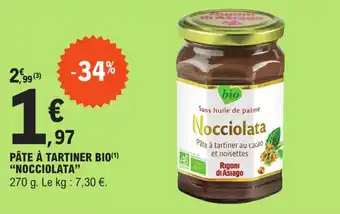 E.Leclerc Pâte à tartiner bio "NOCCIOLATA" offre