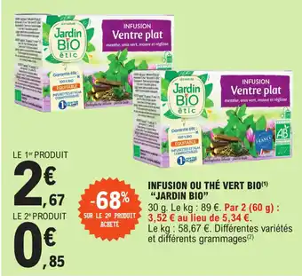 E.Leclerc Infusion ou thé vert bio "JARDIN BIO" offre