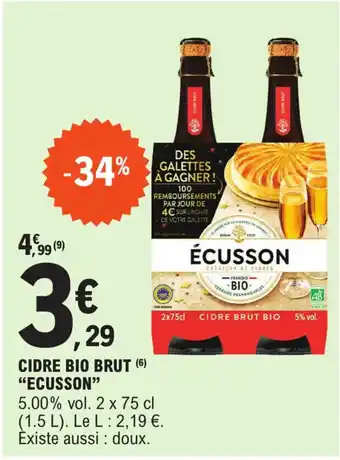 E.Leclerc Cidre bio brut "ECUSSON" offre