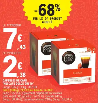 E.Leclerc Capsules de café "NESCAFE DOLCE GUSTO" offre