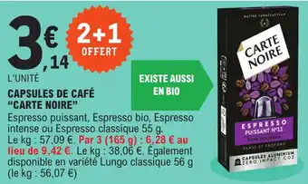 Capsules de café "CARTE NOIRE"