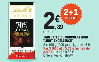 E.Leclerc Tableets de chocolat noir "LINDT EXCELLENCE" offre