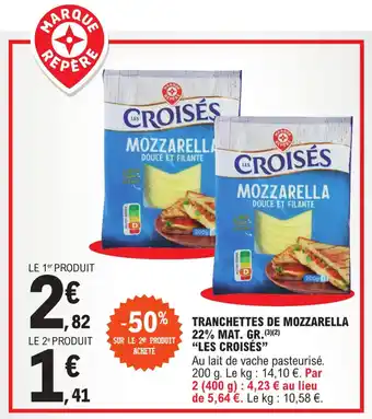 E.Leclerc Tranchettes de mozzarella 22% mat.gr. "LES CROISES" offre