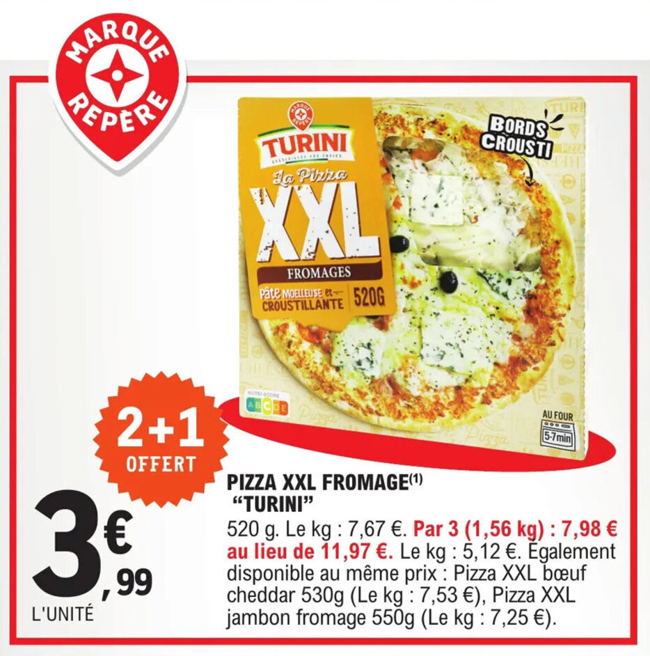 Promo Pizza XXL fromage "TURINI" chez E.Leclerc