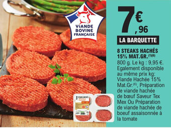 E.Leclerc 8 steaks hachés 15% mat.gr. offre