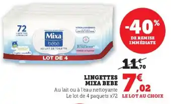 Super U Lingettes Mixa bebe offre