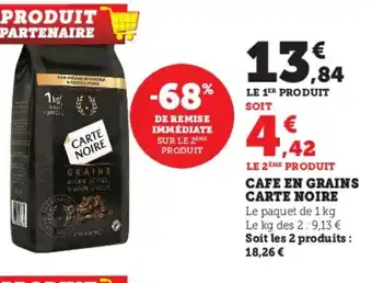 Super U Cafe En Grains Carte Noire offre