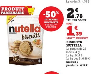 Super U Biscuits Nutella offre