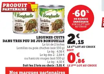 Super U Legumes Cuits Dans Tres Peu de Jus Bonduelle offre