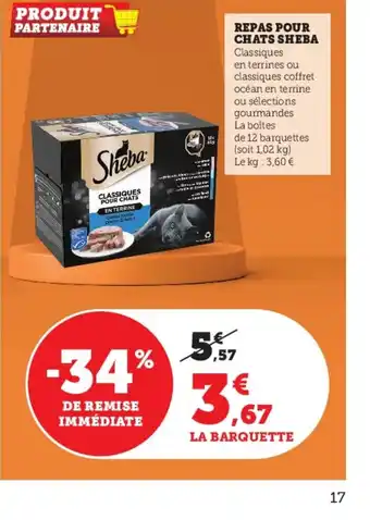 Super U Repas Pour Chats Sheba offre