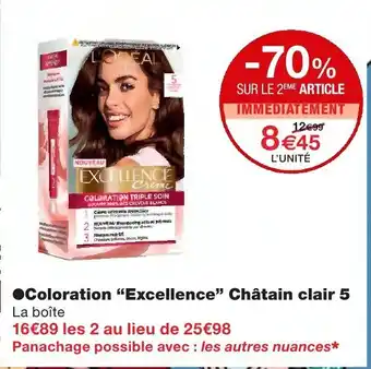 Monoprix Coloration Excellence Châtain clair 5 offre
