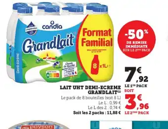 Super U Lait uht demi-ecreme grandlait offre