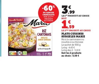 Super U Plats Cuisines Surgeles Marie offre