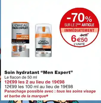 Monoprix Soin hydratant Men Expert offre