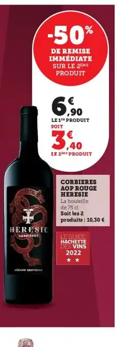 Super U Corbieres AOP Rouge Heresie offre