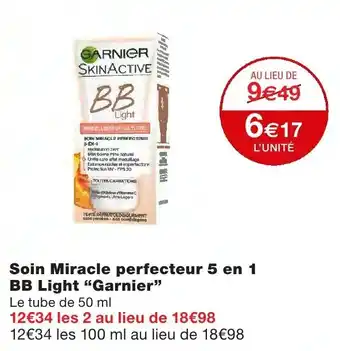 Monoprix Soin Miracle perfecteur 5 en 1 BB Light Garnier offre