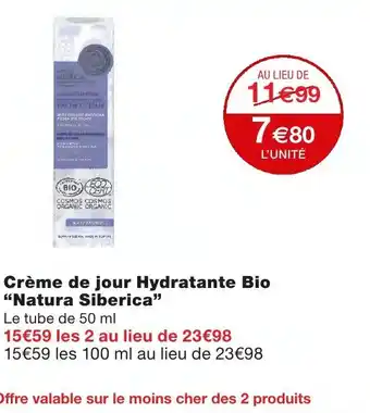 Monoprix Crème de jour Hydratante Bio Natura Siberica offre