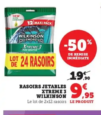 Super U Rasoirs Jetables Xtreme 3 Wilkinson offre
