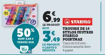 Super U Trousse de 14 Stylos Feutres Stabilo Pointmax offre