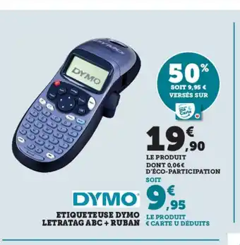 Super U Dymo Etiqueteuse Dymo Letratag ABC +Ruban offre