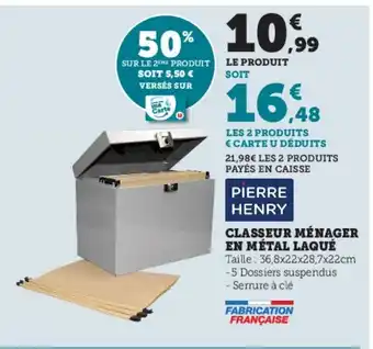 Super U Classeur Menager En Metal Laque offre