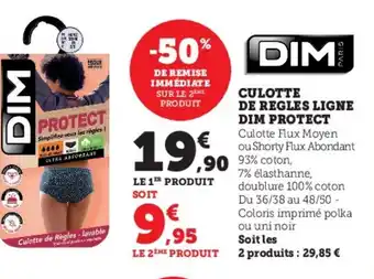 Super U Dim Culotte de Regles Ligne Dim Protect offre