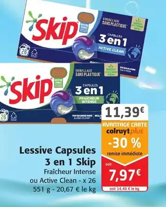 Colruyt Lessive Capsules 3 En 1 Skip offre